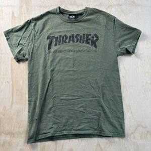 Thrasher Shirt Mens Medium Green Skateboard Magazine Logo Skate Tee T-Shirt